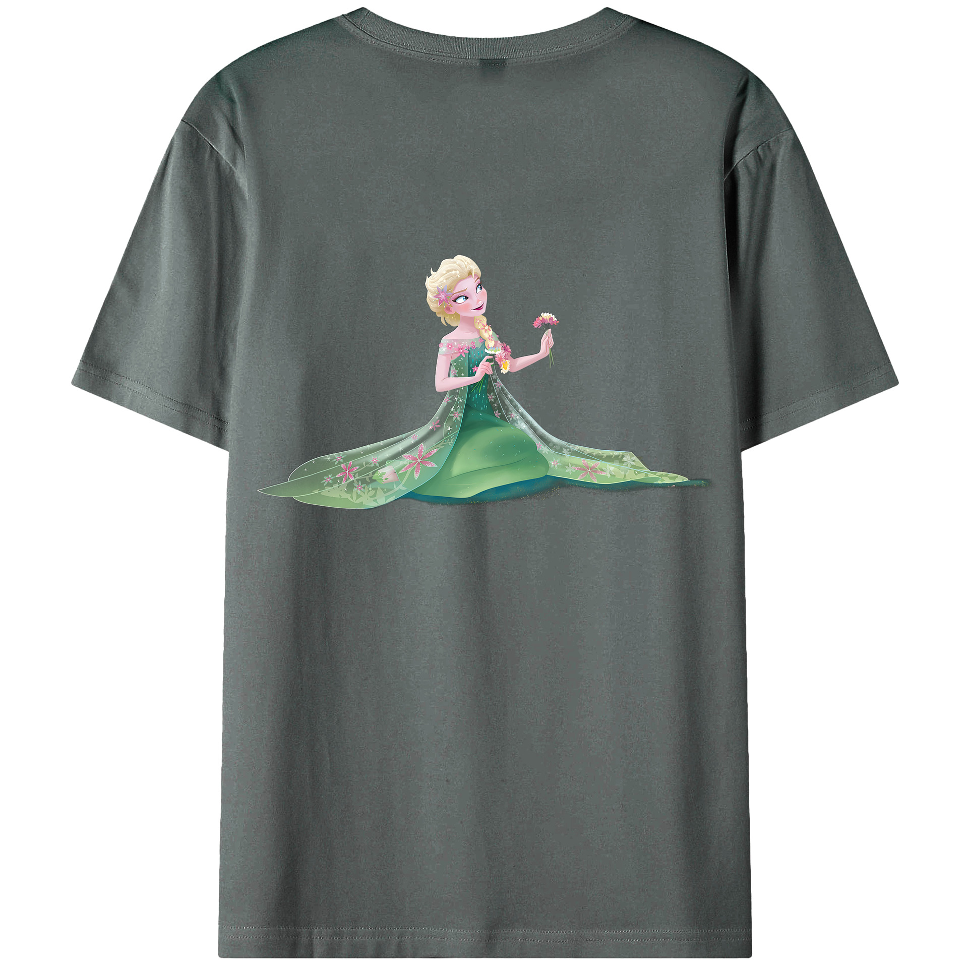 （画像用） アナと雪の女王 アンナ エルサ Frozen Anna Elsa 綿100％ メンズ半袖Tシャツ（バックプリント） 通気性
